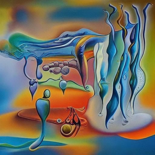 Abstract Oil Cell Painting in Surreal Style