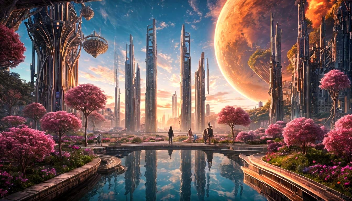 Ethereal Floating City of Celestial Islands