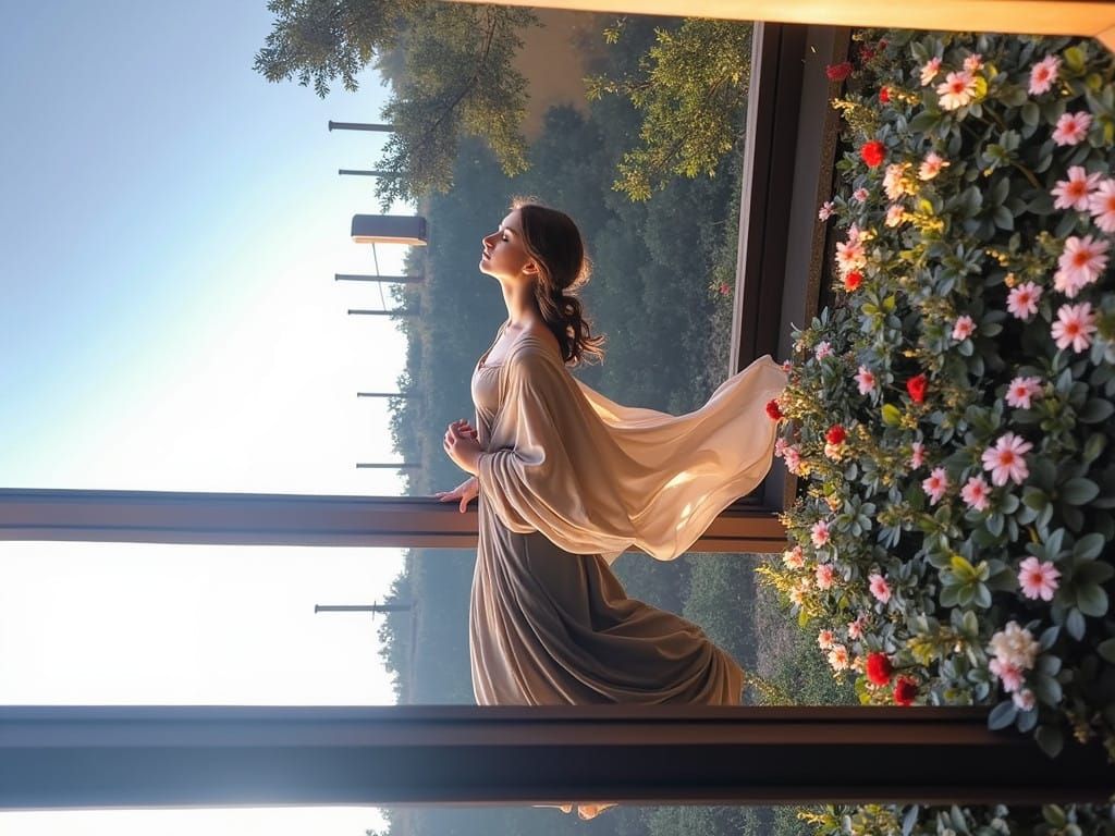 Ethereal Renaissance Maidens Amidst Heavenly Blooms