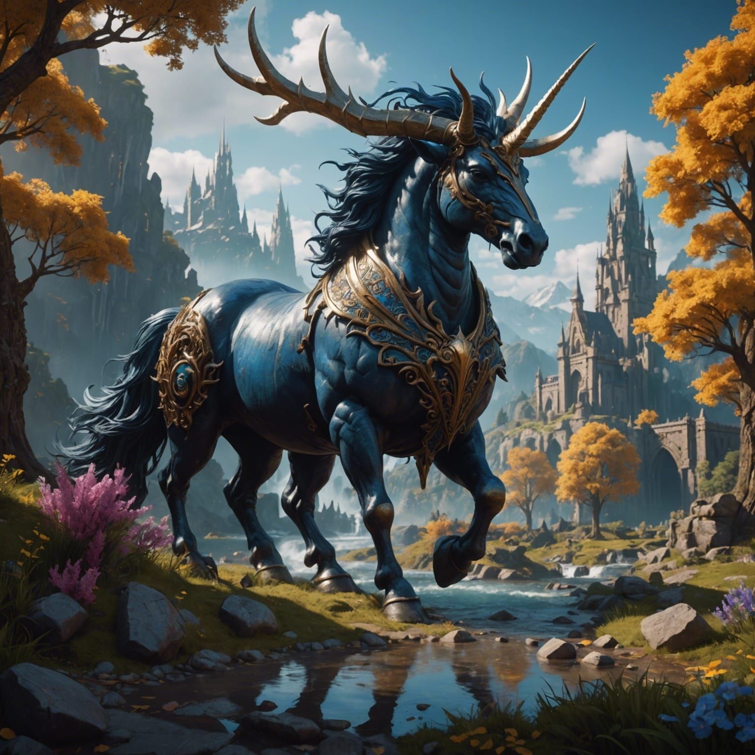 Fantastical Unicorn in Detailed Matte Painting