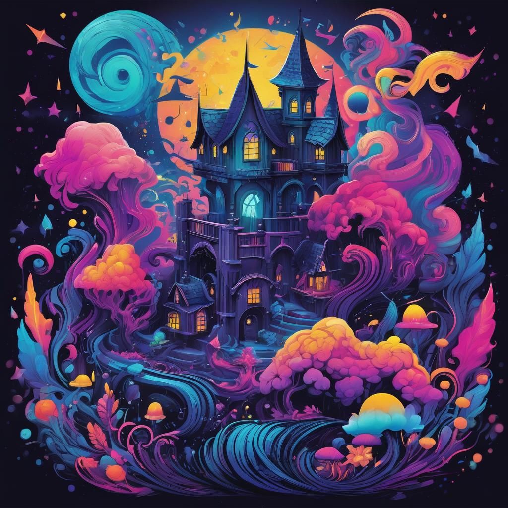 Magical Goth T-Shirt Design in 3D Vector Art