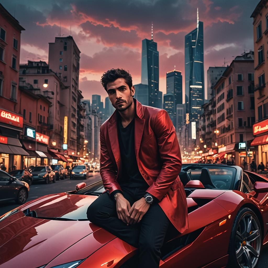 The image of an italian man with a clearskinned face, sittin...