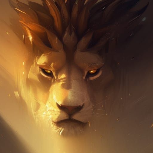 Giant Evil Lion in Dark Fantasy Style