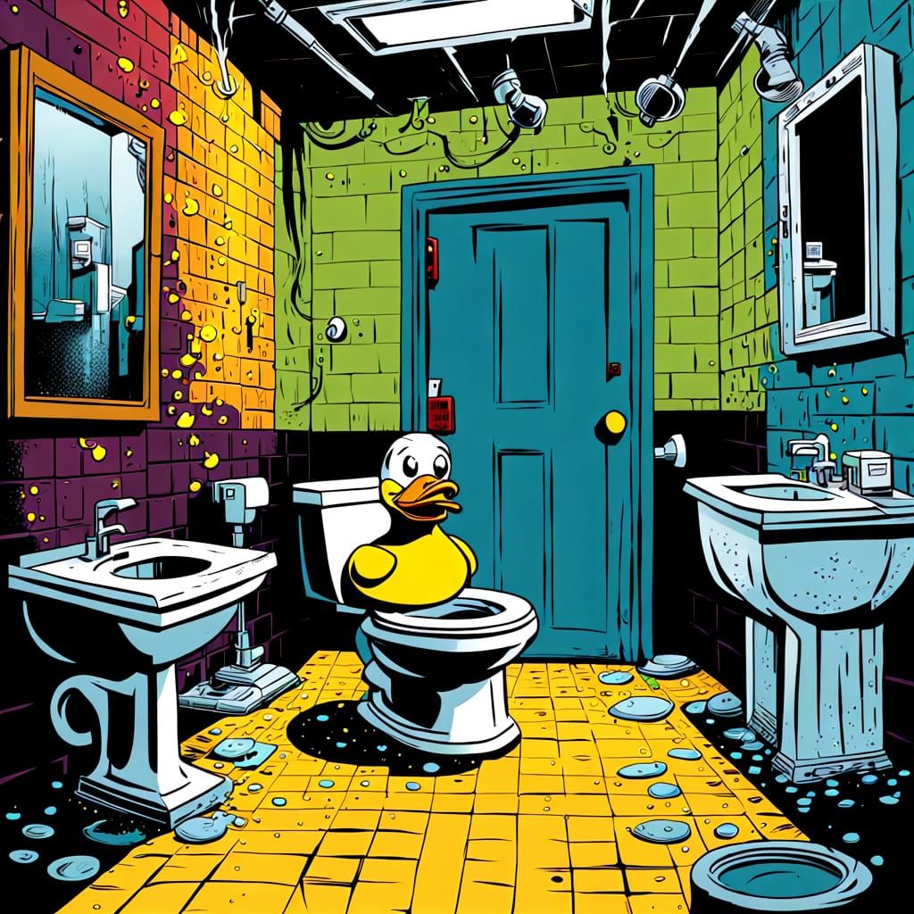 Mr. Plungebloom, Toilet Supervillain in Comic Book Style