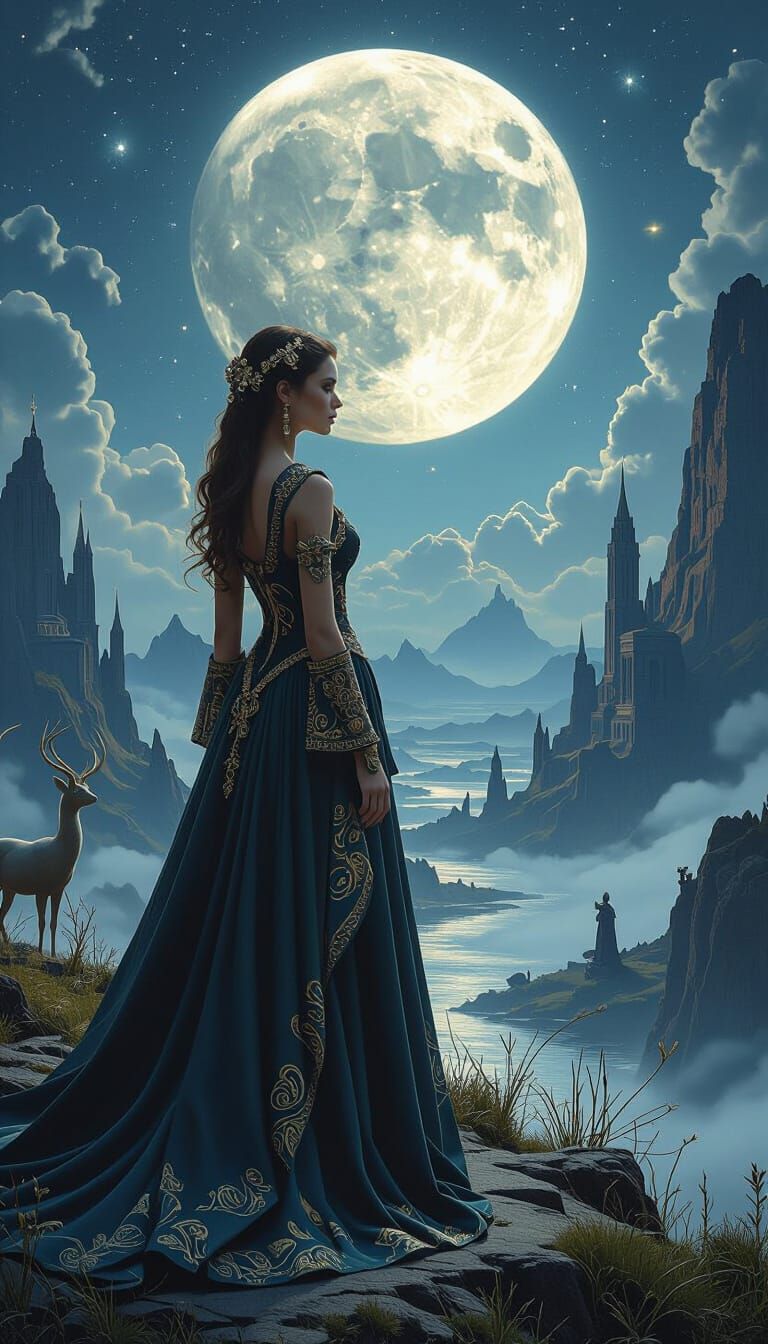 Moonlit Renaissance: Mythical Creatures in Oil Painting Styl...