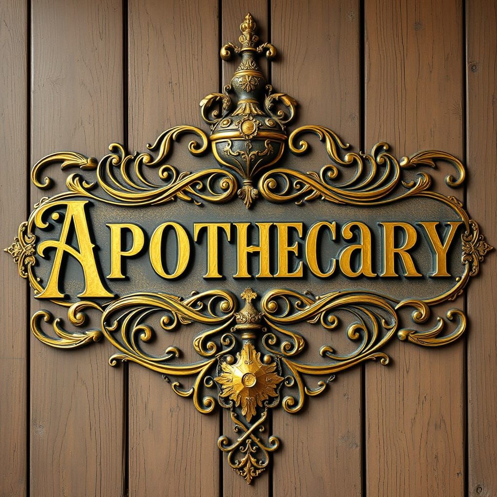 Vintage Apothecary Sign in Art Nouveau Style