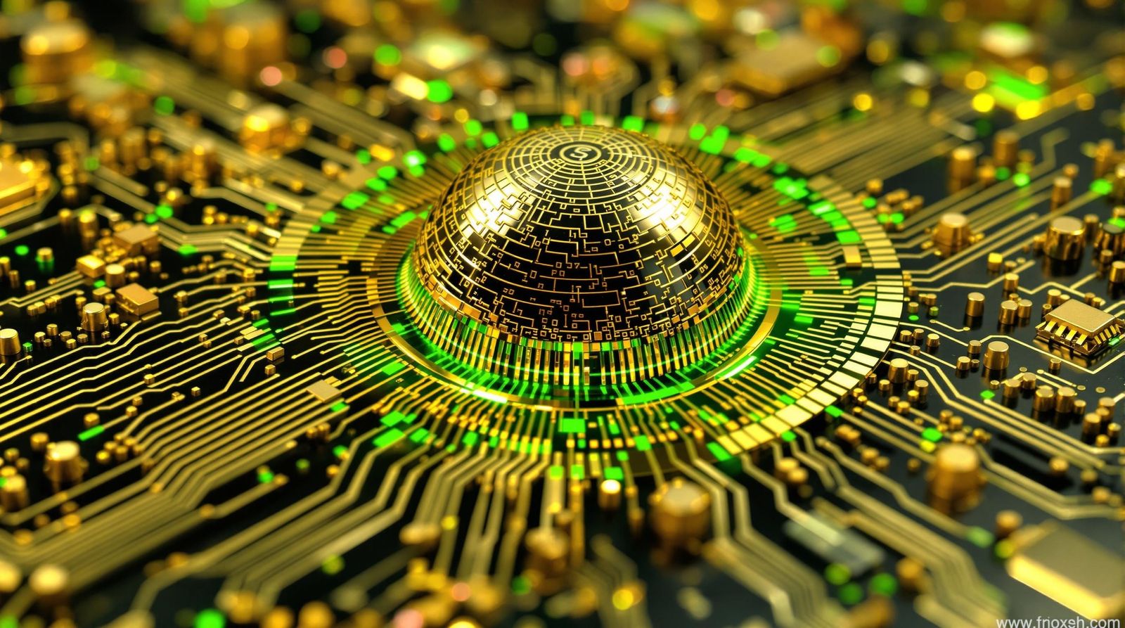 AI Microchip Sphere in Macro Close-Up