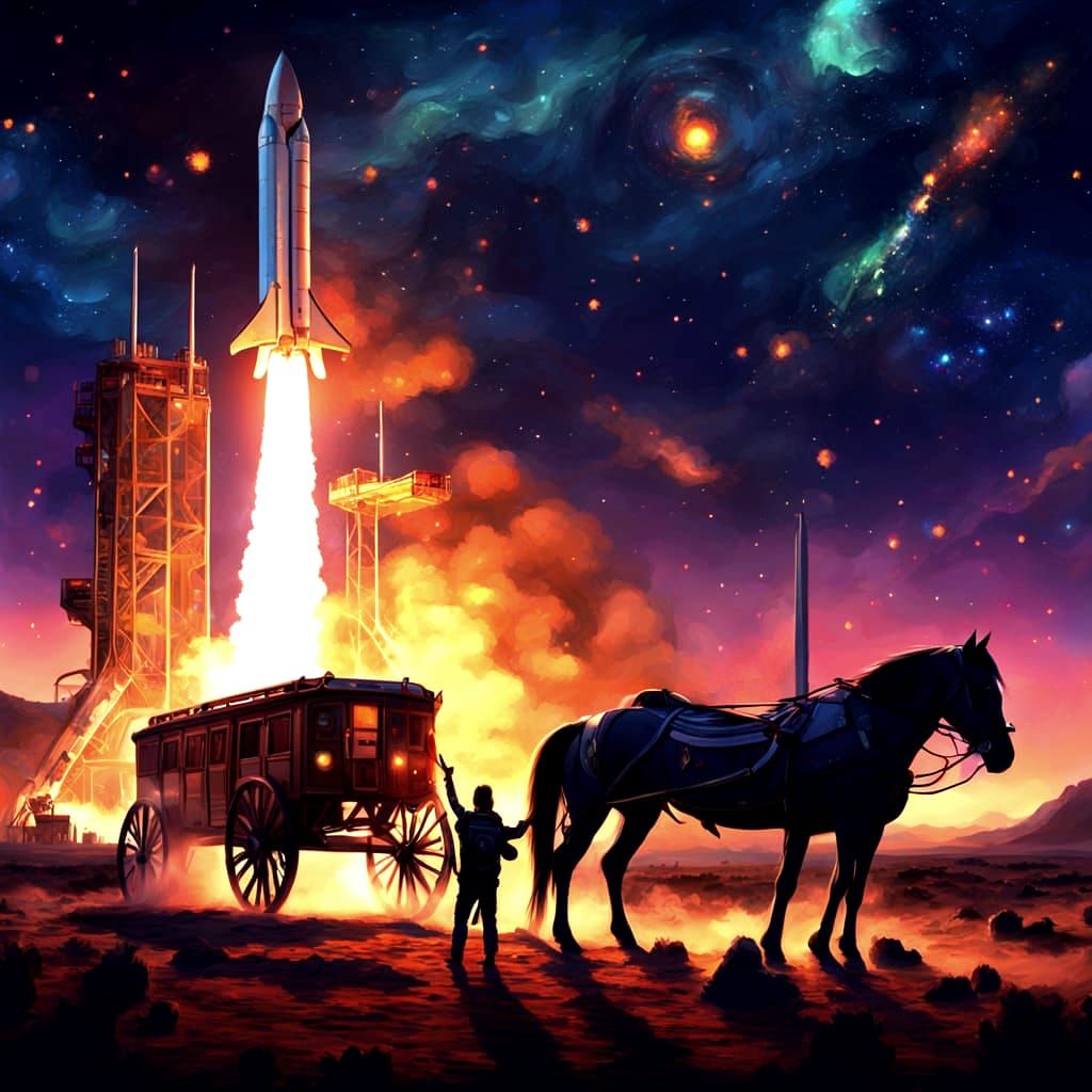 Horse and Wagon at SpaceX Rocket Launch
