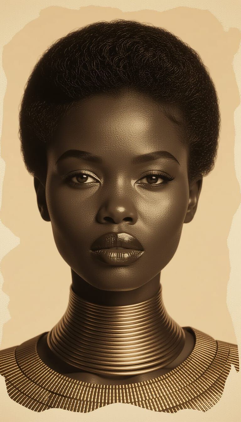 Kenyan Afrofuturist Portrait in Sepia Tones
