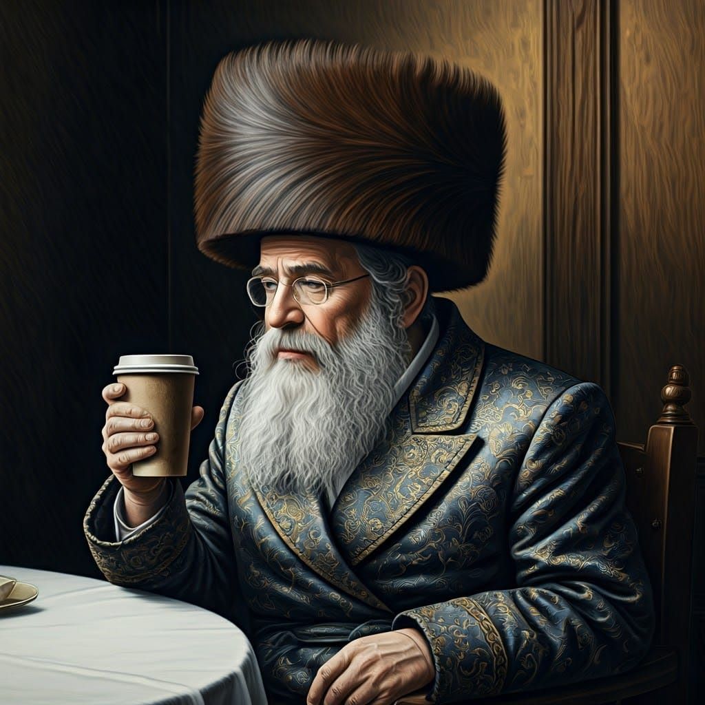Richly Textured Portrait of a Hasidic Jew in Lavish Attire