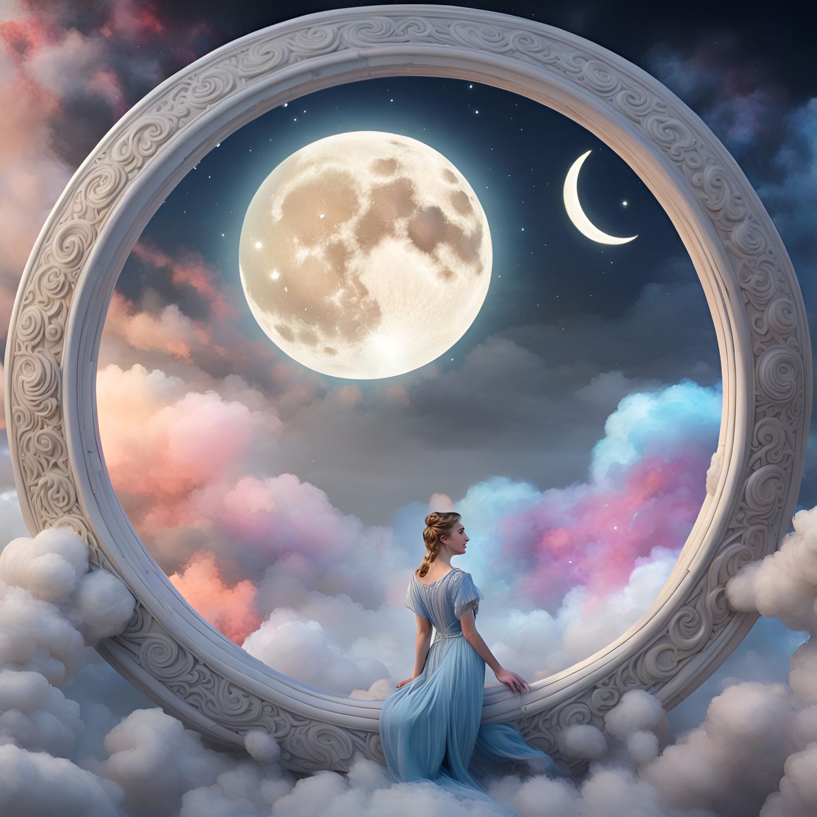 Whale and Flower Pot in Art Nouveau Style