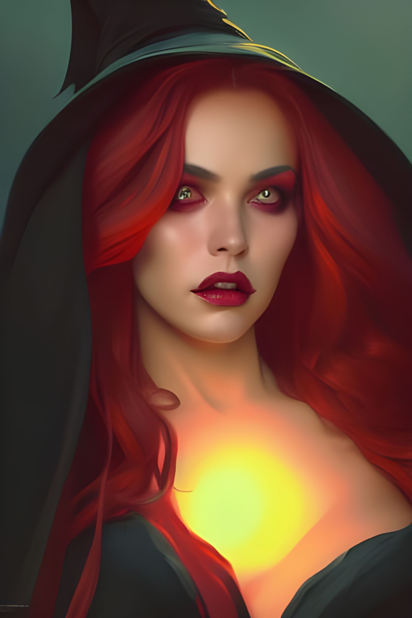 Halloween Witch Portrait in Hyperdetailed Style