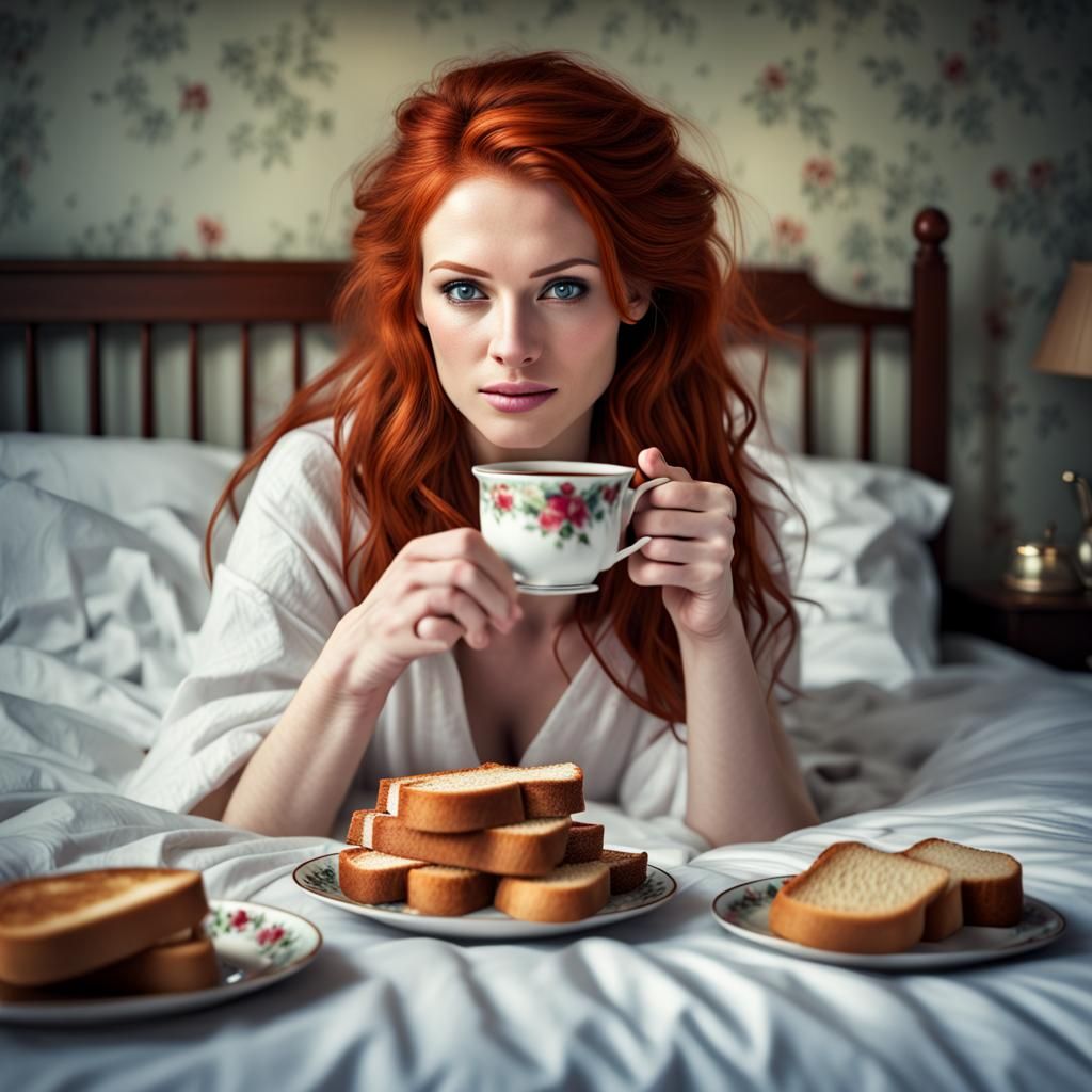Redhead's Fantasy: Tea and Toast in Hyperrealism