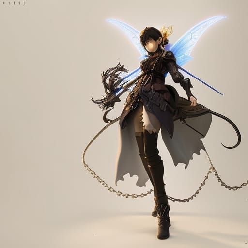 Dark Fantasy Anime Fairy with Broken Chain