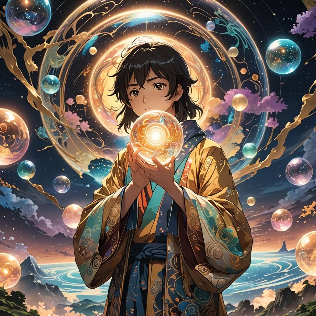 Creator with Ethereal Orb in Anime Style