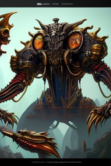 Fine Bone China Mechanical Monster, Detailed Digital Art