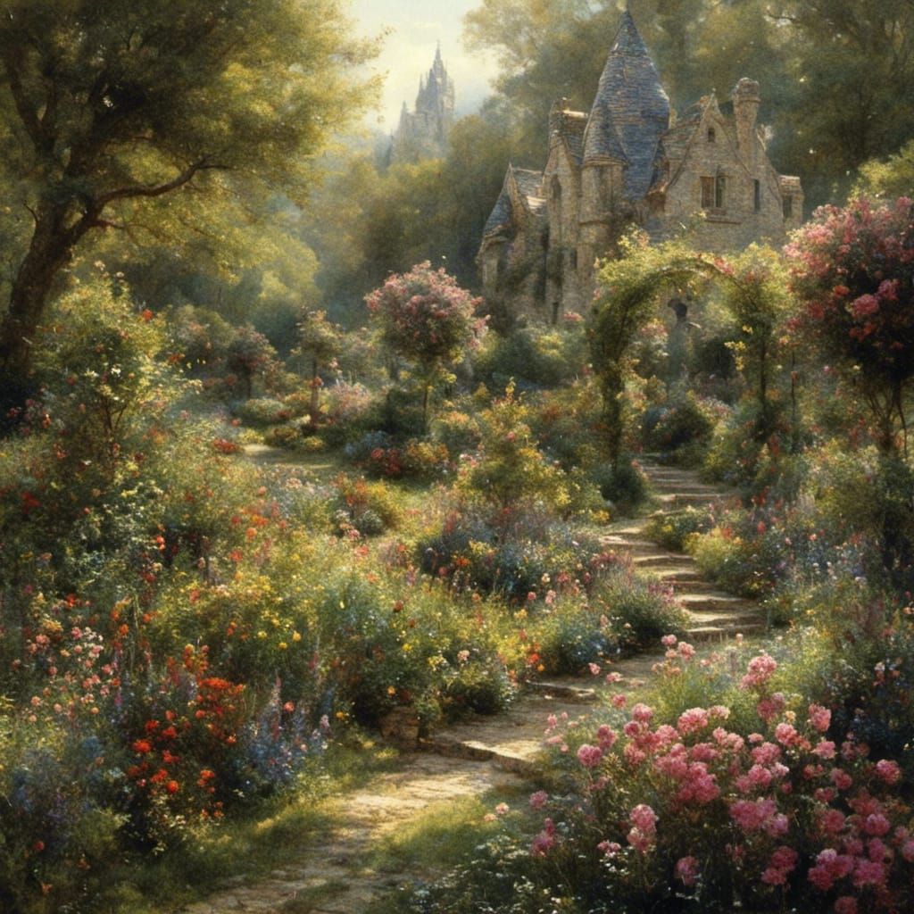 Enchanting Fantasy Garden Digital Artwork