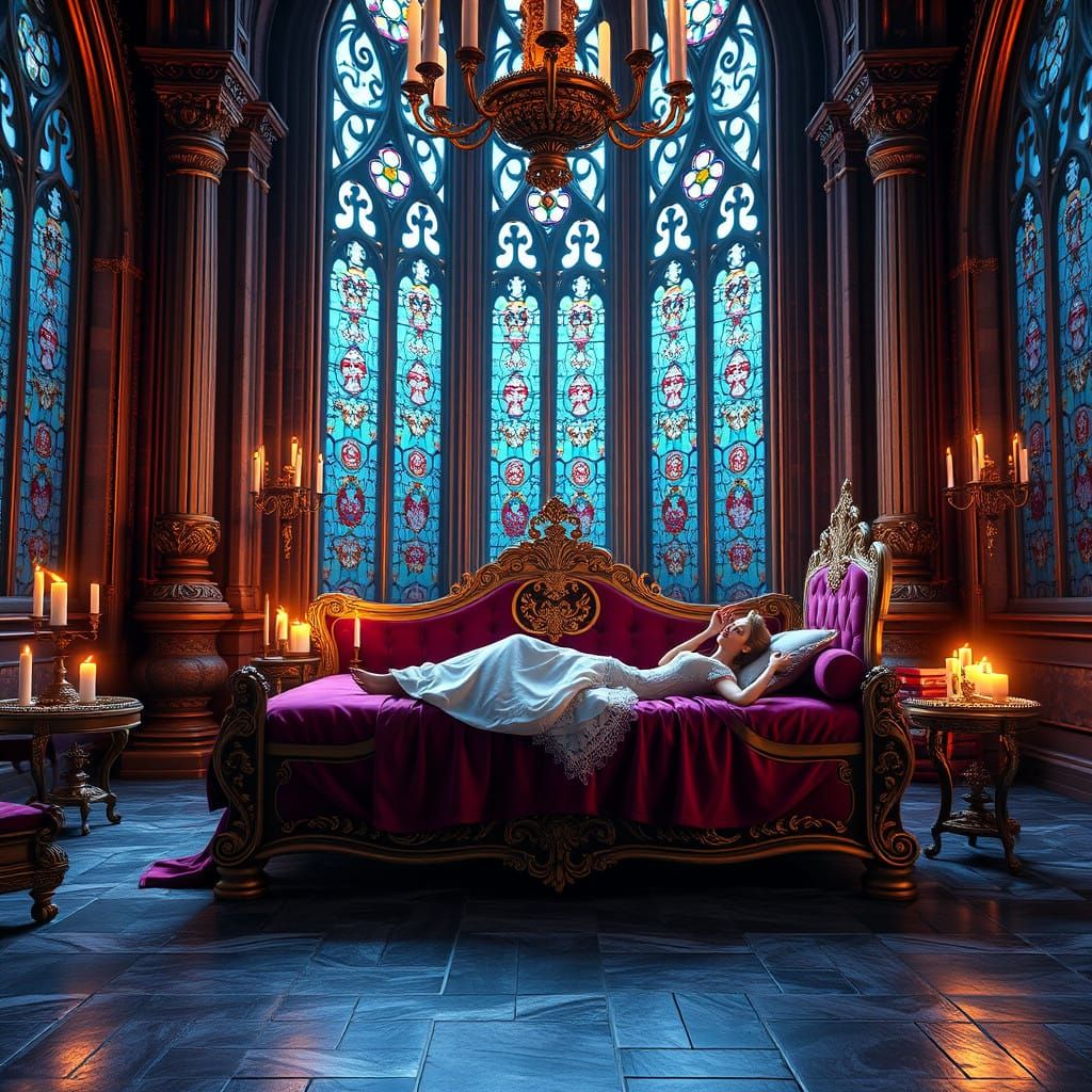 Majestic Princess Aurora in a Dreamlike Castle