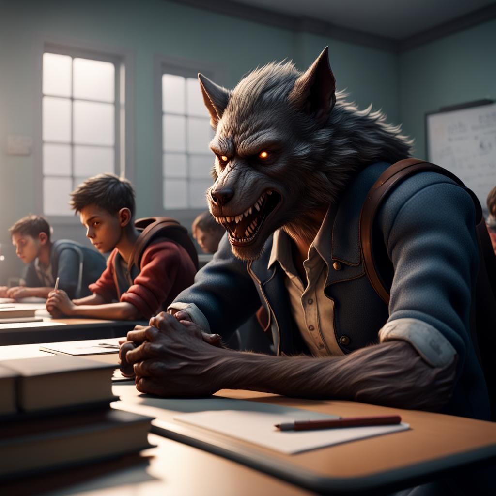 Werewolf Hides in Class: 3D Game Cinematic