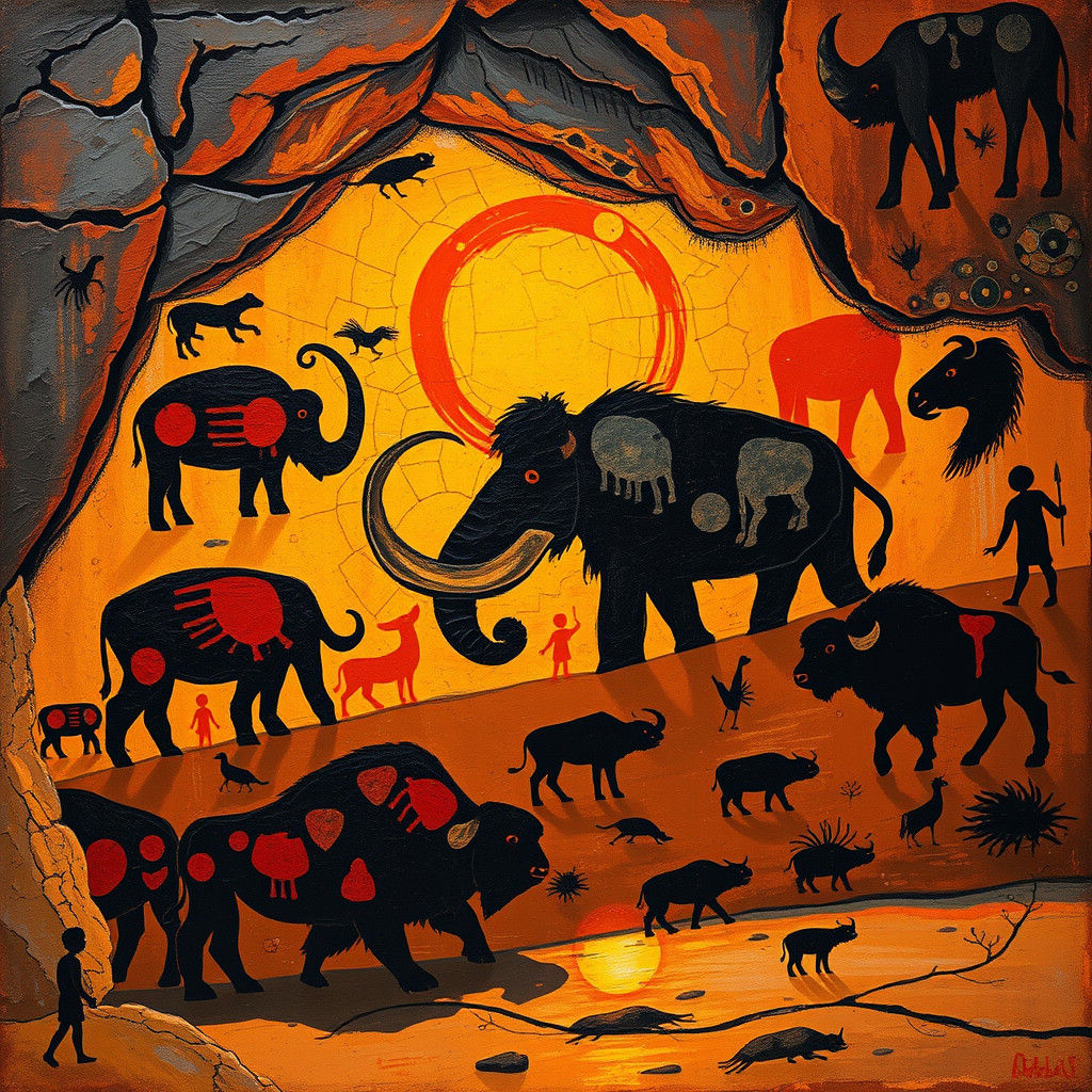 Dynamic Cave Paintings of Prehistoric Life