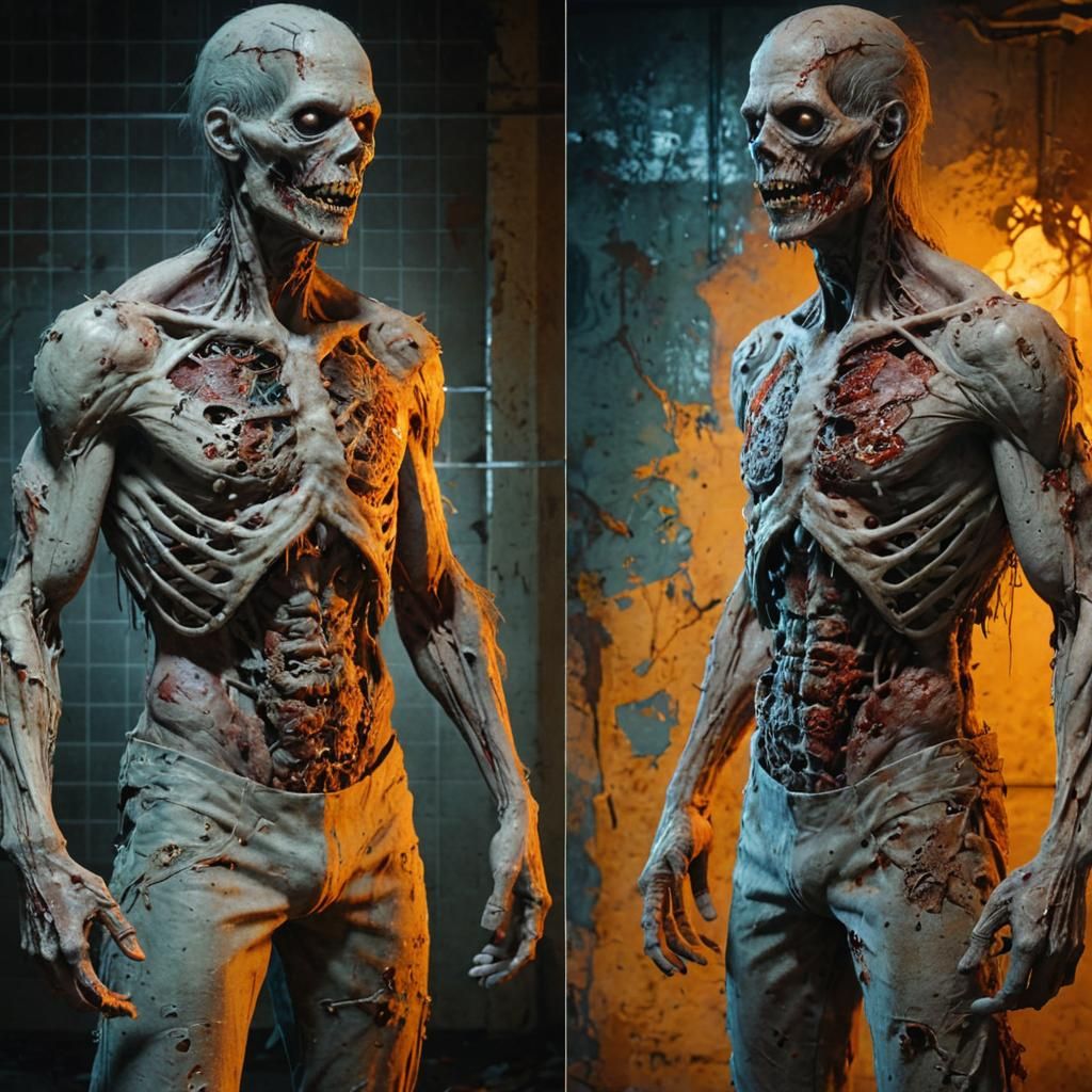 Rotting Zombie in Abandoned Asylum: 3D Horror Model