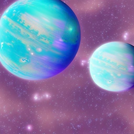 Colorful Galaxy with Planets in Matte Painting Style