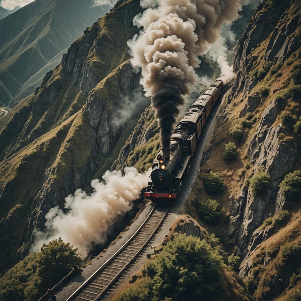 Steam Train Climbs Mountain in Cinematic Style