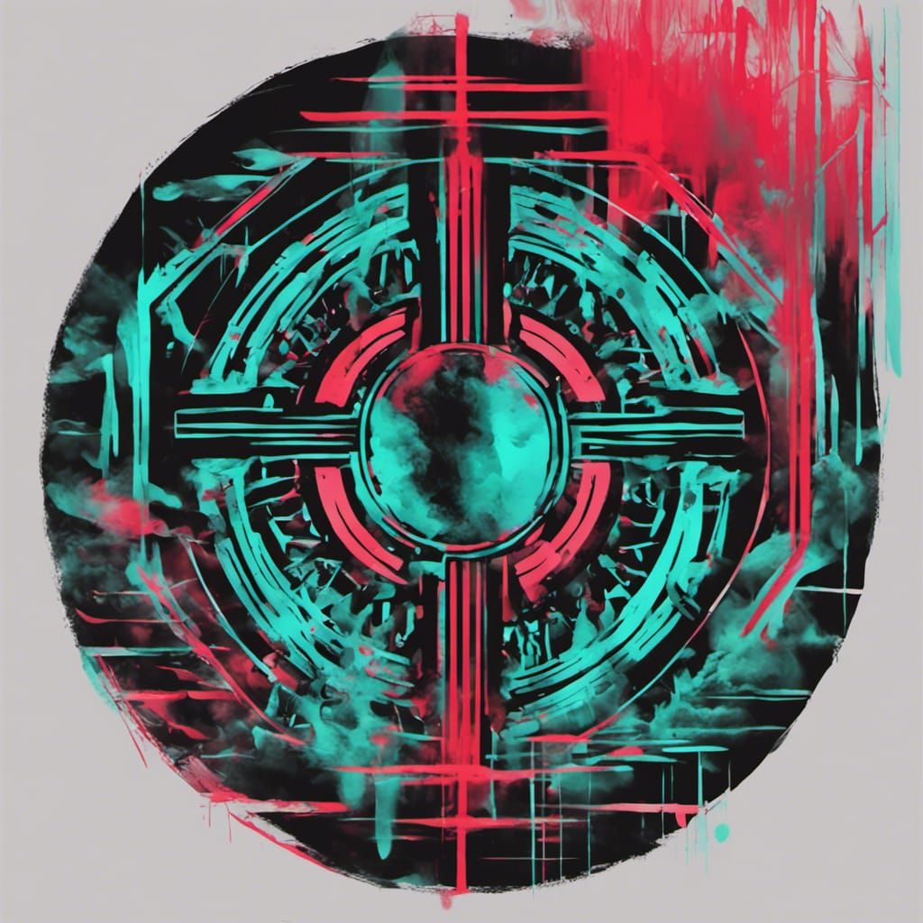 Abstract Runic Vaporwave Digital Illustration