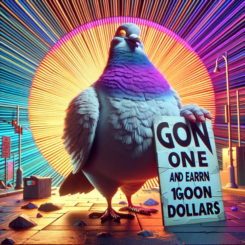 Plump Pigeon Holds 'Goon Dollars' Sign in Vintage Animation ...