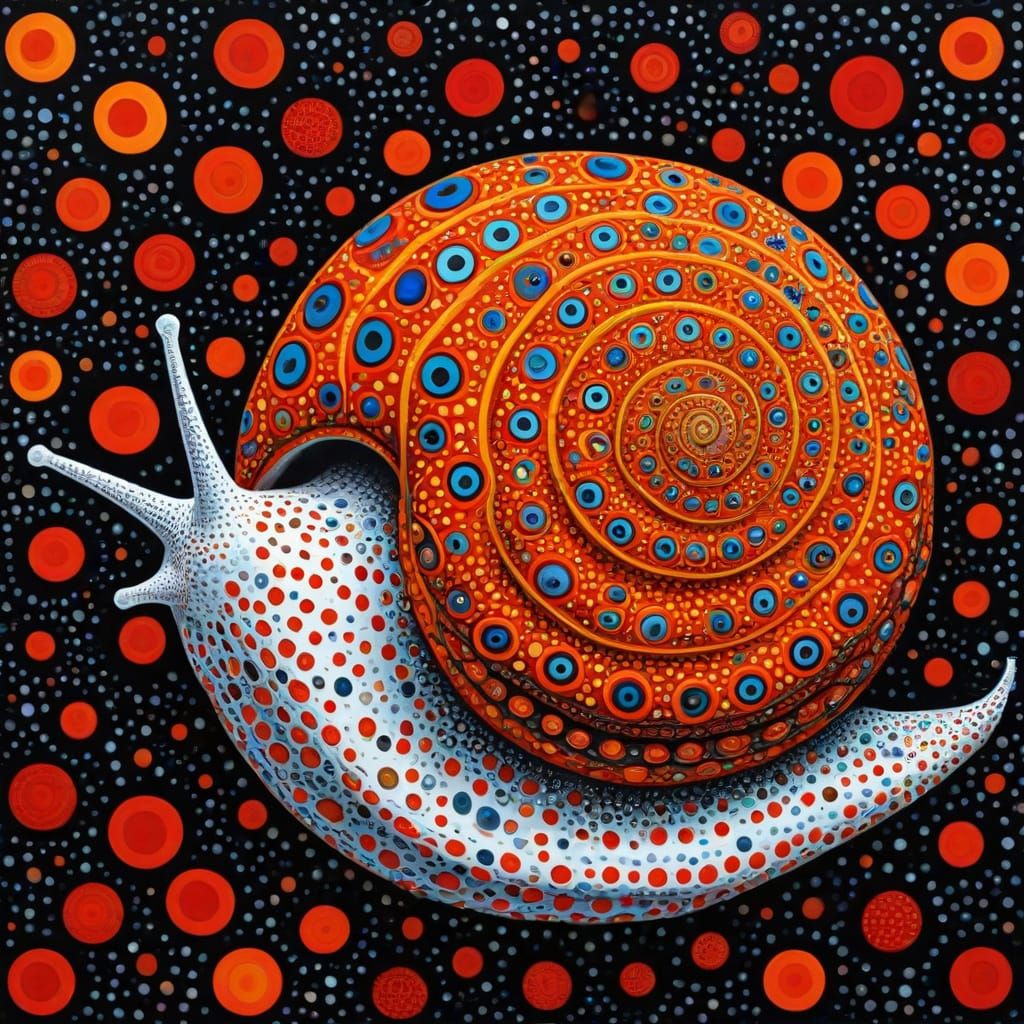 Vibrant Snail in Polka-Dotted Infinity