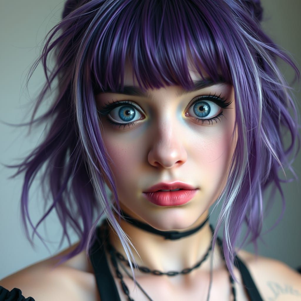 Cute Goth Woman with Expressive Eyes
