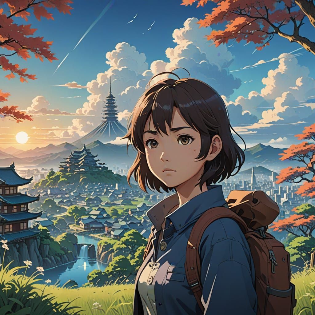 Anime-Inspired Masterpiece with Vibrant Studio Trigger Style