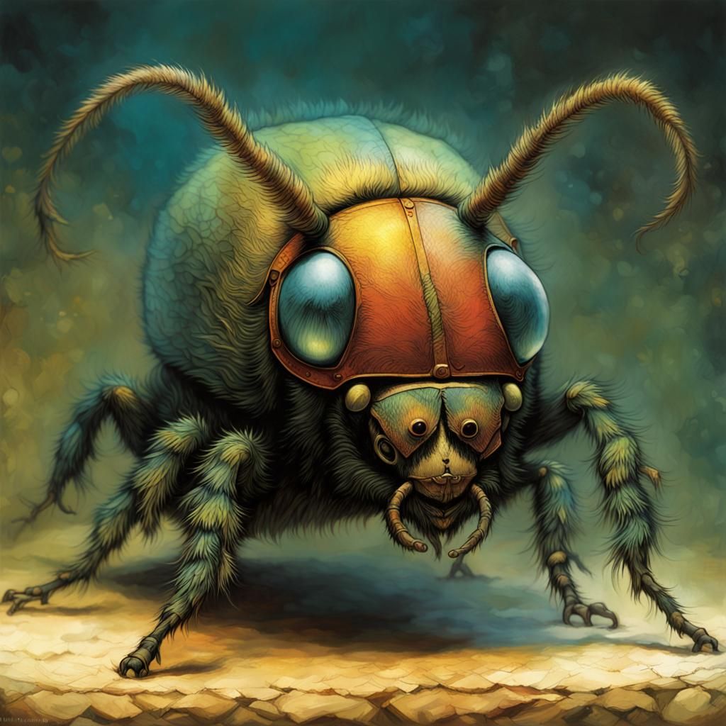 Creepy Hairy Beetle with Egyptian Motifs