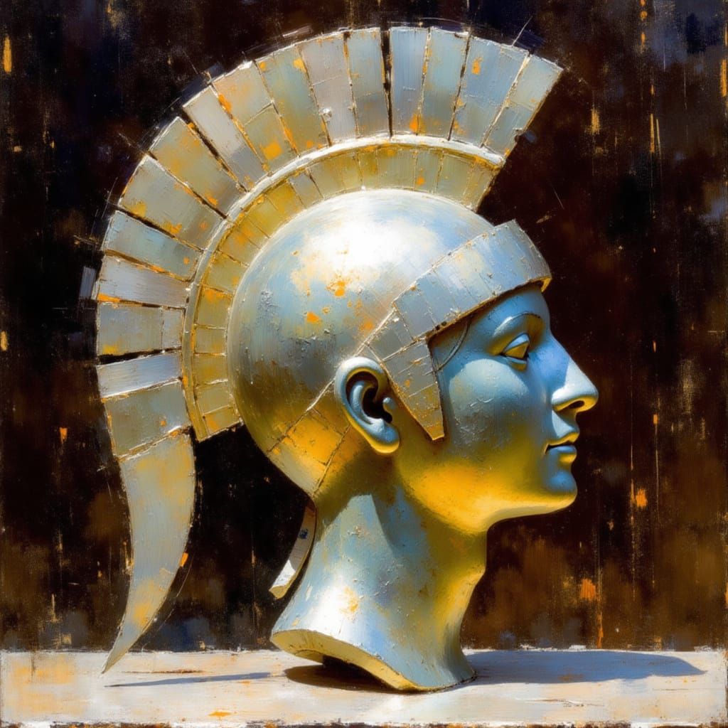 Luminous Athena Sculpture in Impressionistic Style