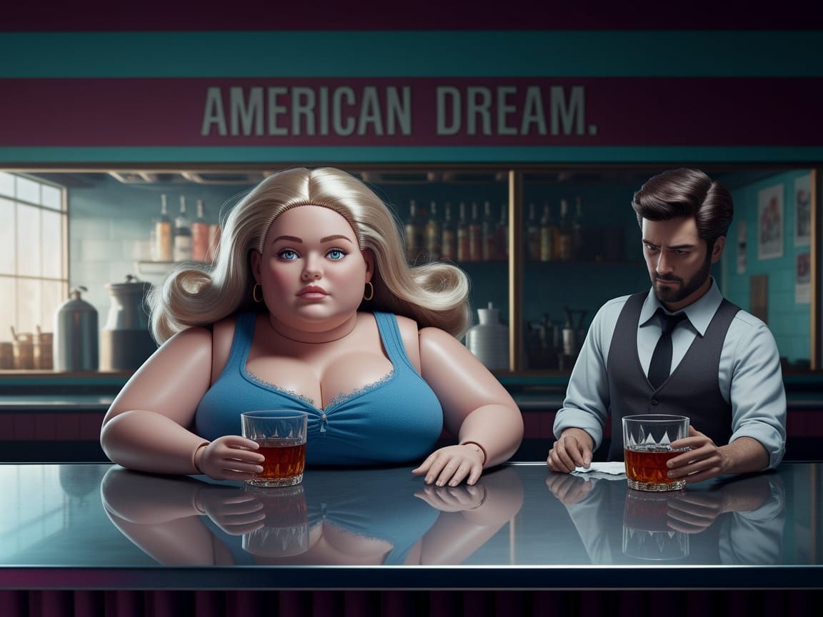 A Haunting American Diner Scene in Cyberpunk Realism