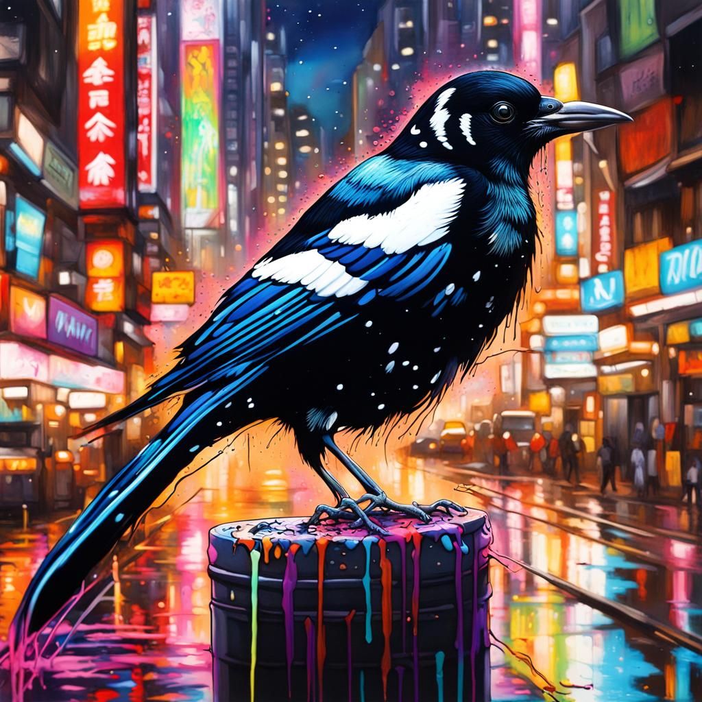 Magpie bird in Tokyo