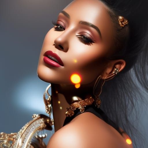 Detailed Portrait of Woman with Intricate Jewelry