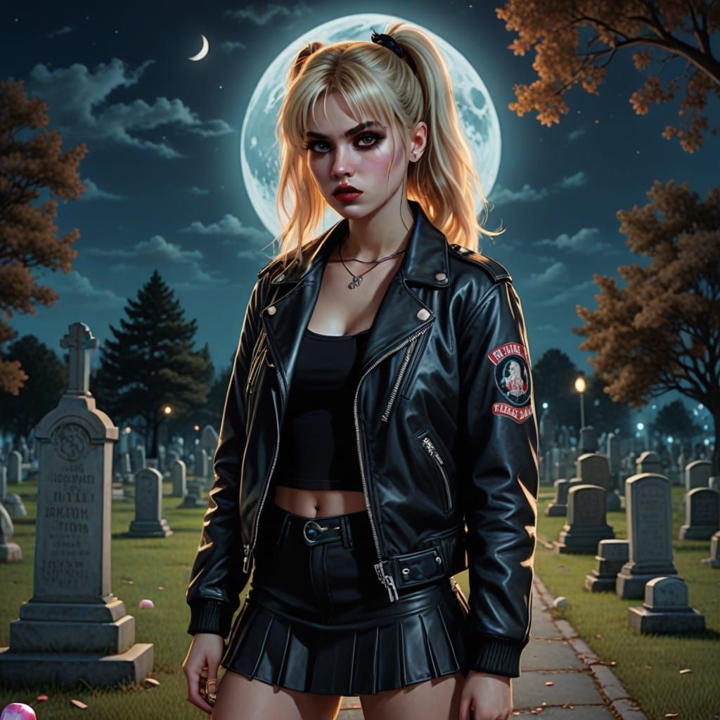 Gothic Vampire Slayer in 90s Attire