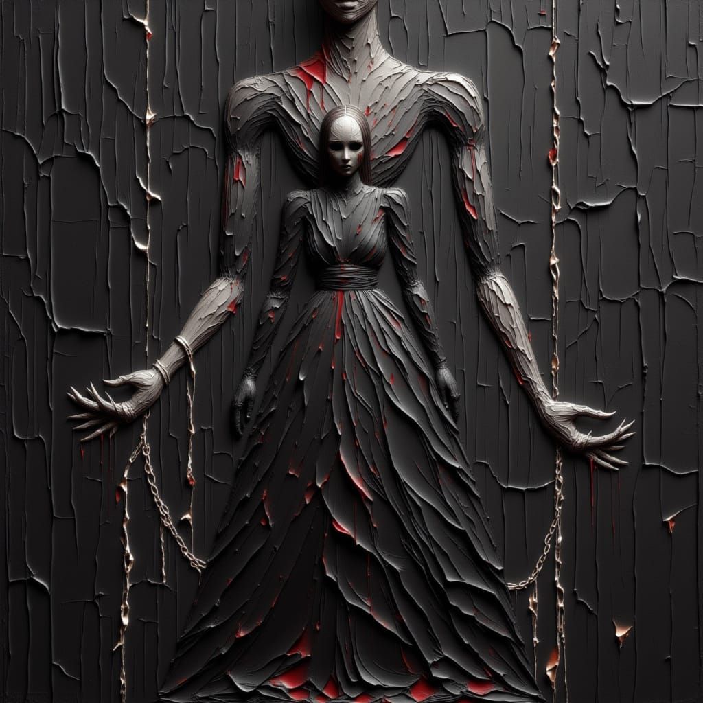 Sorrowful Marble Statue Weeping Blood in Gothic Style