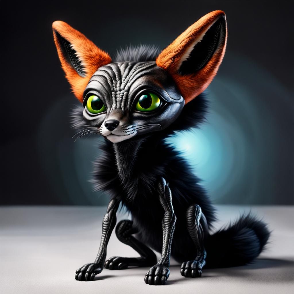 Hyperrealistic Portrait of Alien Pet with Mermaid Tail