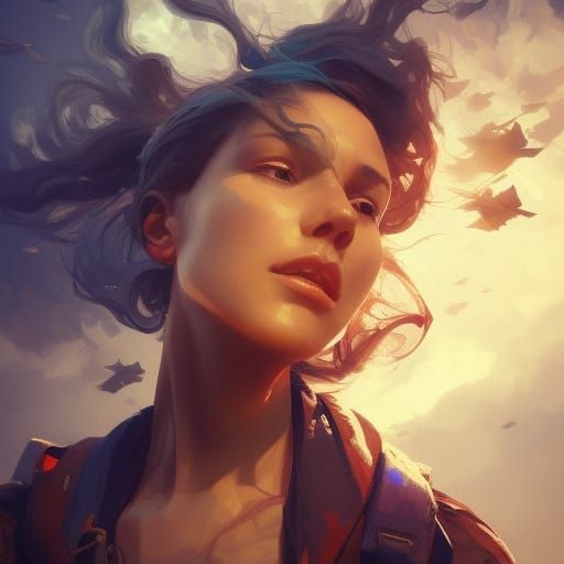 Skydiver Portrait in Dynamic Lighting, Hyperdetailed Art