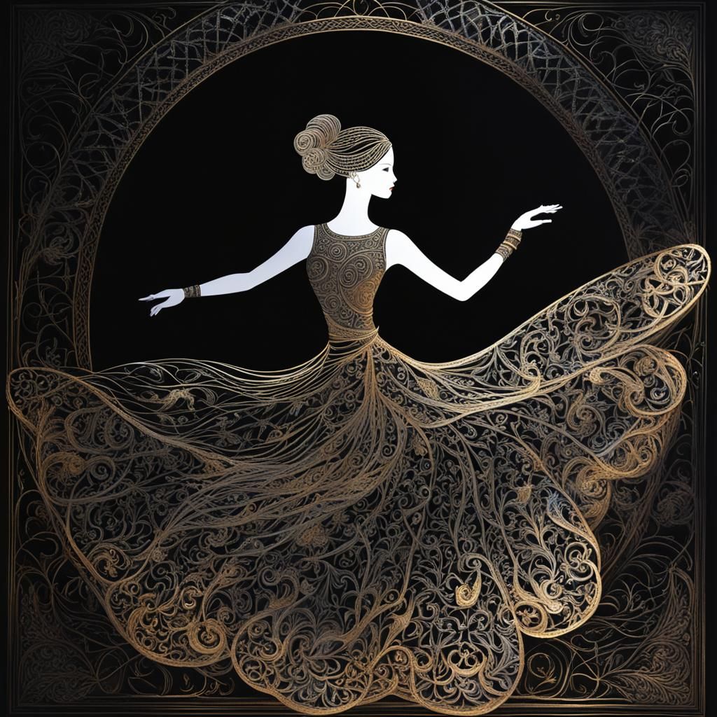 Elegant Woman Dancing in Darkness: A Masterpiece of Light