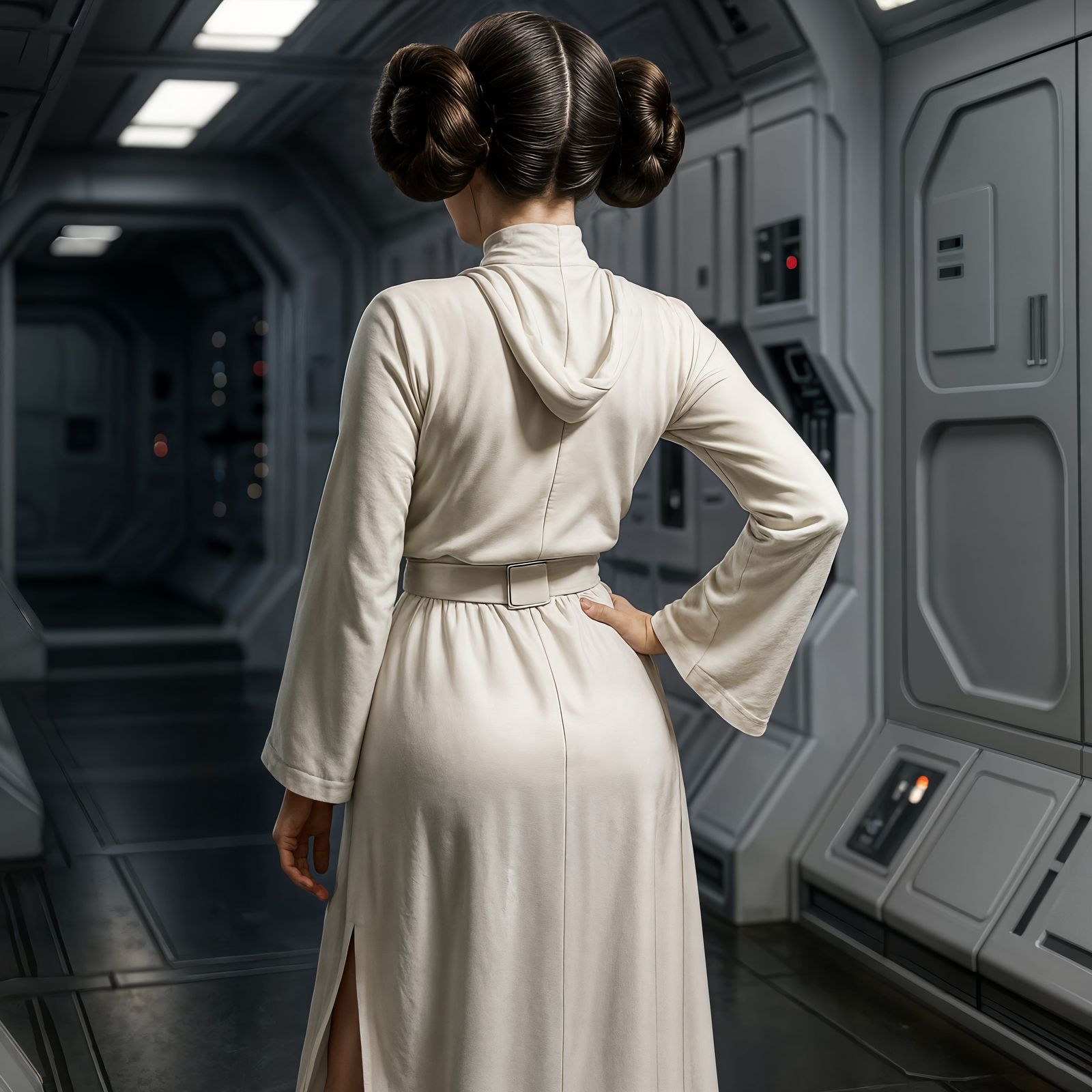 Lady Leia on Spaceship with Massive Buns