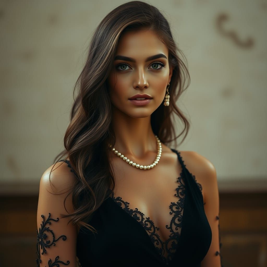 Elegant European Woman in Cinematic High-Fashion Style