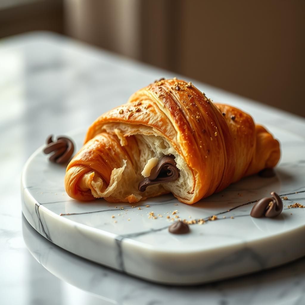 Delicious Chocolate Croissant Still Life Photography