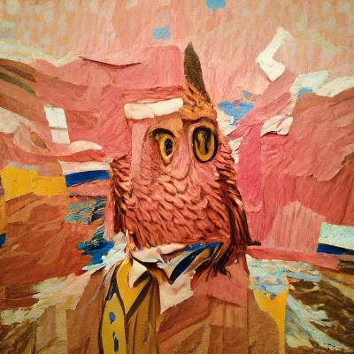 Dapper Owl Portrait as Impasto Painting