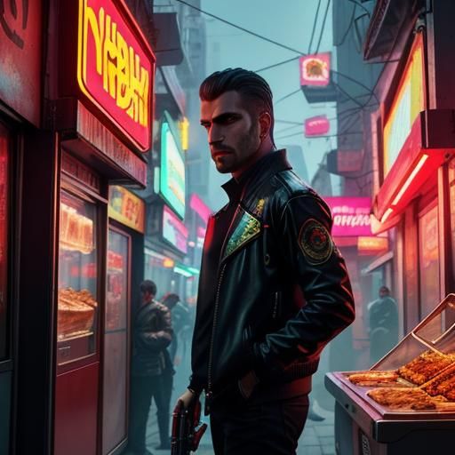Istanbul Kebab Shop in Cyberpunk Style