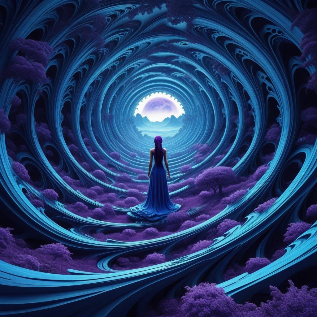 Ethereal Blue Elf Realm in Eternal Fantasy Landscape