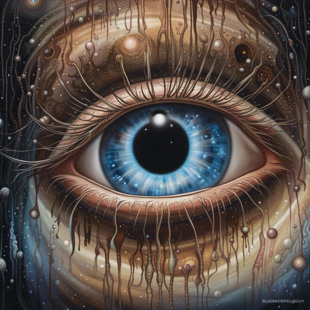 Brown Eyes Reflecting Galaxy in Hyperrealism