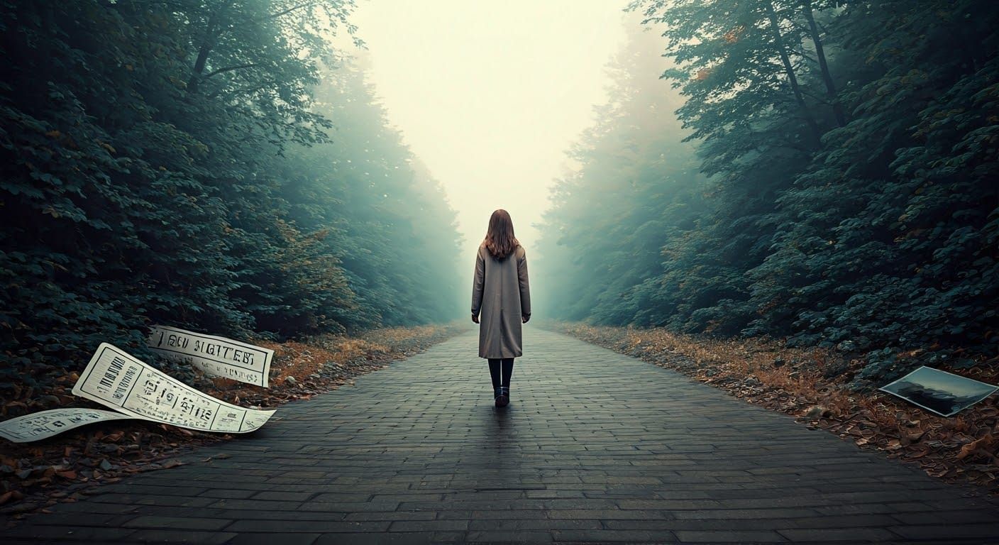 Ethereal Woman Strolls Forgotten Memories